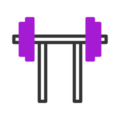 Dumbbell icon duotone purple black sport symbol illustration.