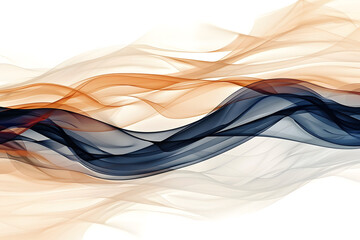 Abstract multicolored wavy design with flowing lines in orange and blue shades on a white background