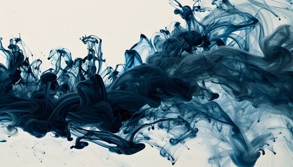 Abstract Swirling Blue Ink in Water