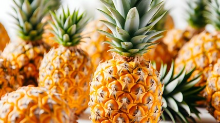 Close up of fresh Pineapples on a white Background
