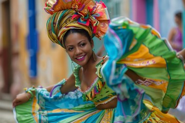 Woman in Colorful Dress Dancing