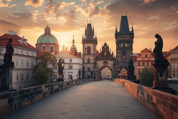Naklejka premium Night City Street With Lights and Buildings