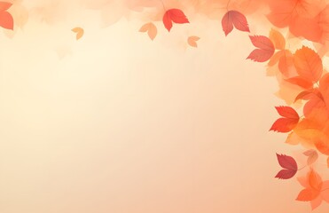 Maple leaf border background in orange watercolor autumn season
