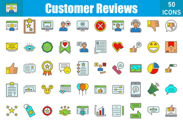 Customer Reviews 50 web icons in outline filled style