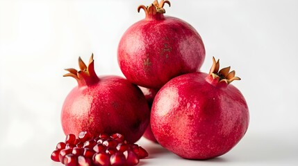 Close up of fresh Pomegranates on a white Background