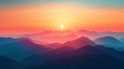 A mountain sunset captured in virtual space. Generative Ai