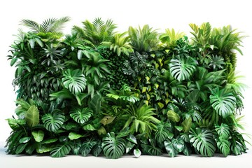 Set of cut-out tropical plant walls for a green garden. Generative Ai