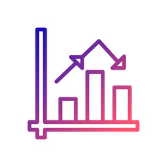 Chart icon gradient blue red business illustration.