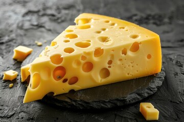 A mouthwatering chunk of cheese removed. Generative Ai - obrazy, fototapety, plakaty