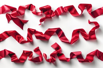 Cute set of red fluttering ribbons. Generative Ai