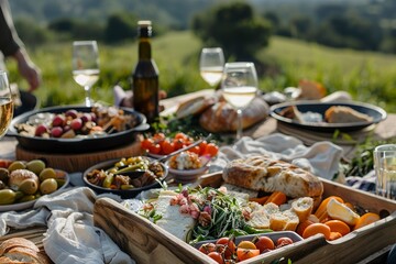 Obraz premium table full of food outside to be enjoyed by a group of people