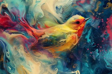 Colorful abstract bird. Color parrot. Generate Ai