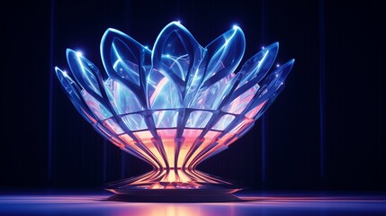 A futuristic light lamp design with holographic projections and dynamic light patterns