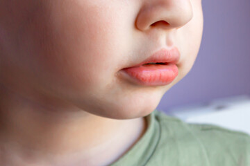 Mouth of a 3 years old boy. Closeup