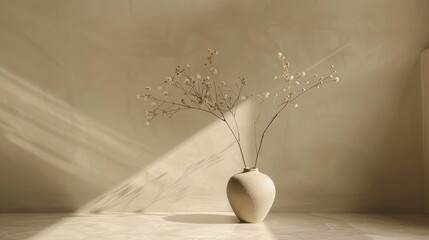 minimalist floral decor, a solitary dried flower branch in a modest vase embodies the wabi-sabi charm of a tranquil bathroom space