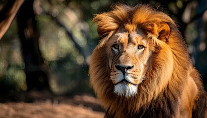 Obraz premium Majestic Lion Posing in Zoo