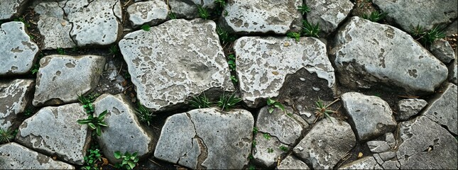 Obraz premium An old stone road background with a copy space.