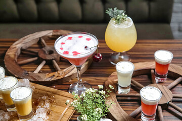 Assorted Drinks Displayed on Table