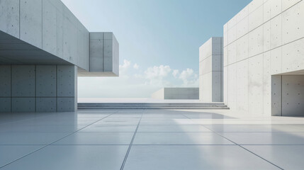 Fototapeta premium Extremely realistic photo of a contemporary concrete structure with minimalist aesthetic