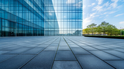 Modern glass building exterior with reflective windows