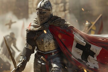 Knight in Armor Holding Sword
