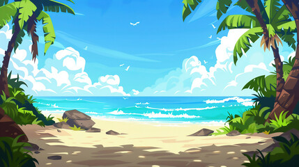 Palm and tropical beach. Backgrounds of beaches