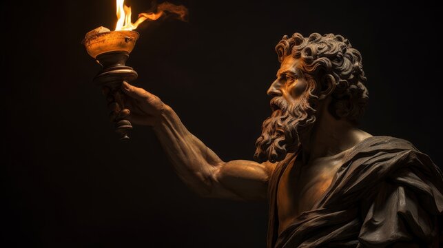 Prometheus steals fire: Divine light in mortal darkness