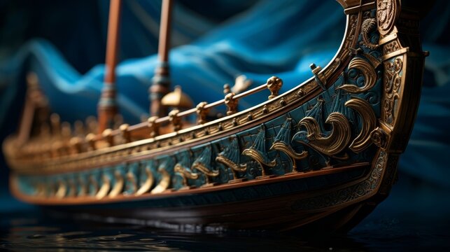 Athenian trireme sails azure sea adorned with shields