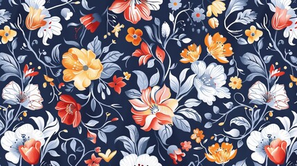 Floral seamless pattern with abstract flowers in traditional style. Perfect for wallpaper, fabric designs, and digital prints.