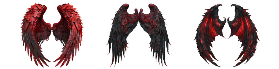 Set of devil wings isolated on transparent and white background © DETHAL