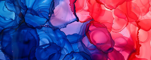 Deep indigo and bright coral alcohol ink background, with high-quality oil paint textures.