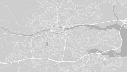 Background Cork map, Ireland, white and light grey city poster. Vector map with roads and water.