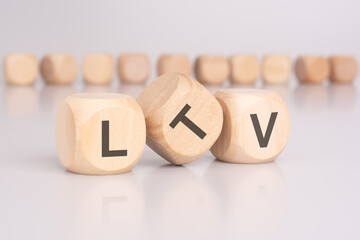 text 'LTV' - Life Time Value - on wooden cubes