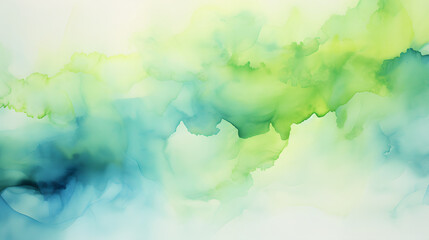 Fototapeta premium watercolor painting of green and blue nature poster background
