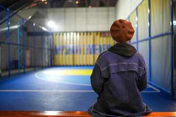 Solitude at the Indoor Basketball Court at Night
