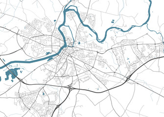 Map of Limerick, Ireland. Detailed city map, metropolitan area.