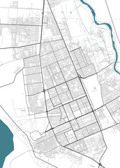 Map of Najaf, Iraq. Detailed city map, metropolitan area.