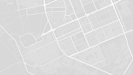 Background Najaf map, Iraq, white and light grey city poster. Vector map with roads and water.