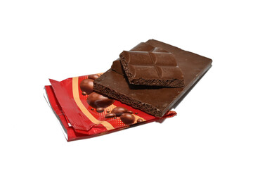 Background PNG. Chocolate lies on a red package.
