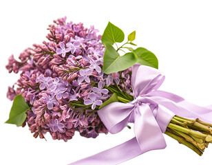 Wiosenny bukiet z kwiatów bzu na przezroczystym tle. Bukiet ślubny