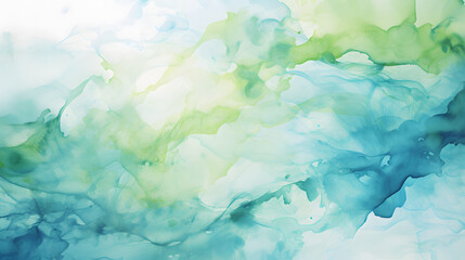 Obraz premium watercolor painting of green and blue nature poster background