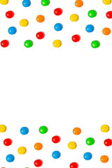 Colourful candy background, copy space. White background. Minimal coloured concept.