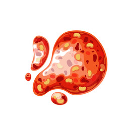 Hot chili pepper sauce stain, cartoon spilled dip from bottle or bowl. Sweet salsa dressing and condiment falling with blots and splats, cartoon spicy chili splatters and puddle vector illustration