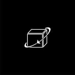  Cargo box with arrows solid icon isolated on black background
