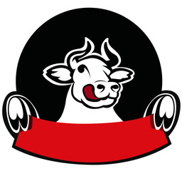 Illustrazione vettoriale di una simpatica mucca che sorride su sfondo trasparente