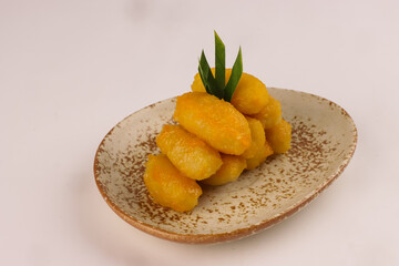 Thai Jackfruit Seed Dessert or Khanom Med Khanom or Golden Jackfruit Seed.