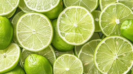  A lime cut in half is on top of a whole lime in the middle