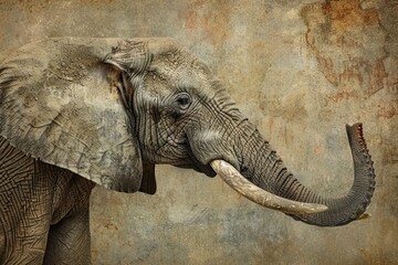 Fototapeta premium Close Up of African Elephant With Tusks