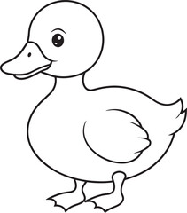 Coloring book for children, Cute duck. Cartoon duck.