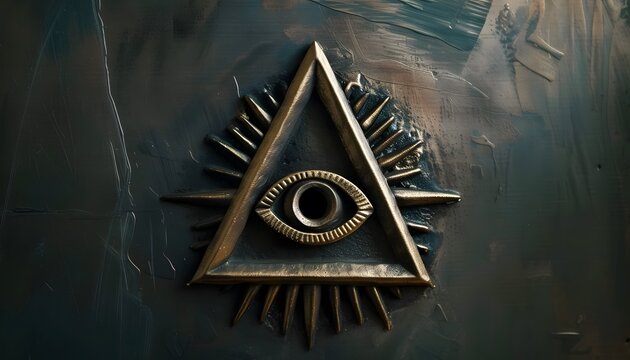 All-Seeing Eye Pyramid on Textured Background